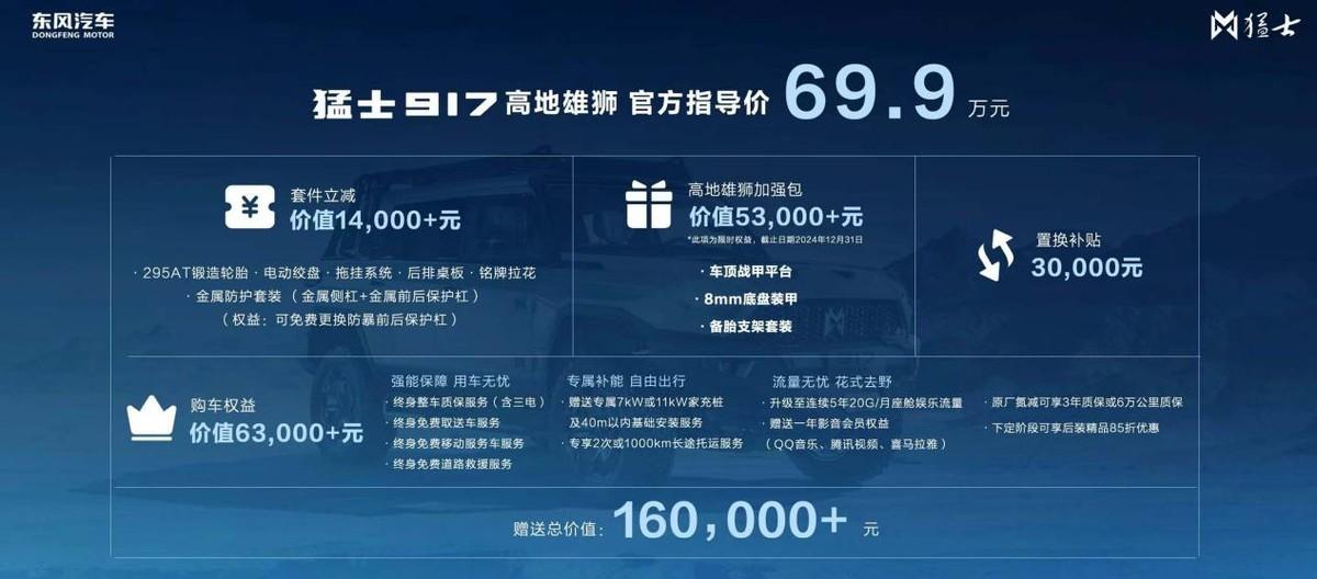 官方指導(dǎo)價(jià)69.9萬(wàn)元，東風(fēng)猛士917高地雄獅硬核上市